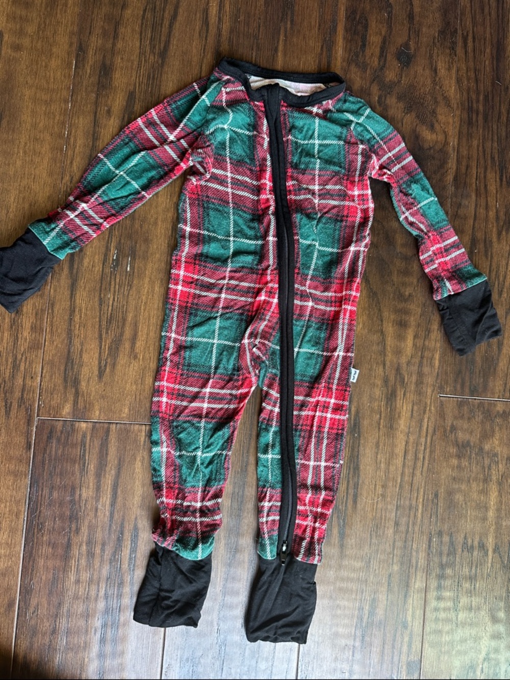 Little Sleepies bamboo Red & Green plaid pattern pajamas